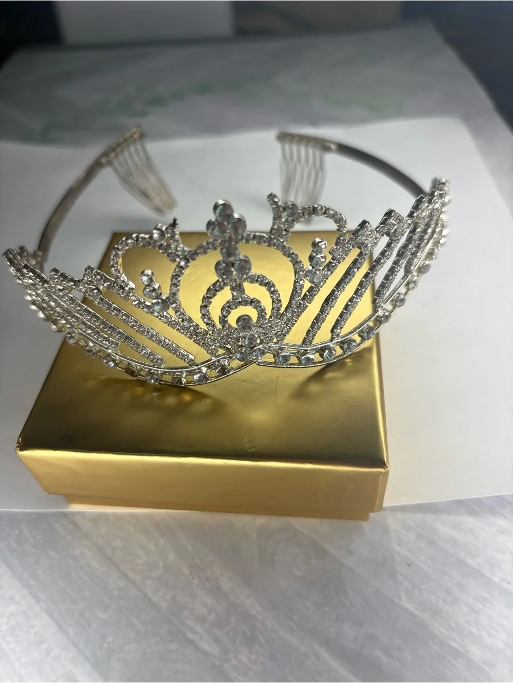 Silver Rhinestone Tiara Headband - Elegant Women’s Hair Accessory